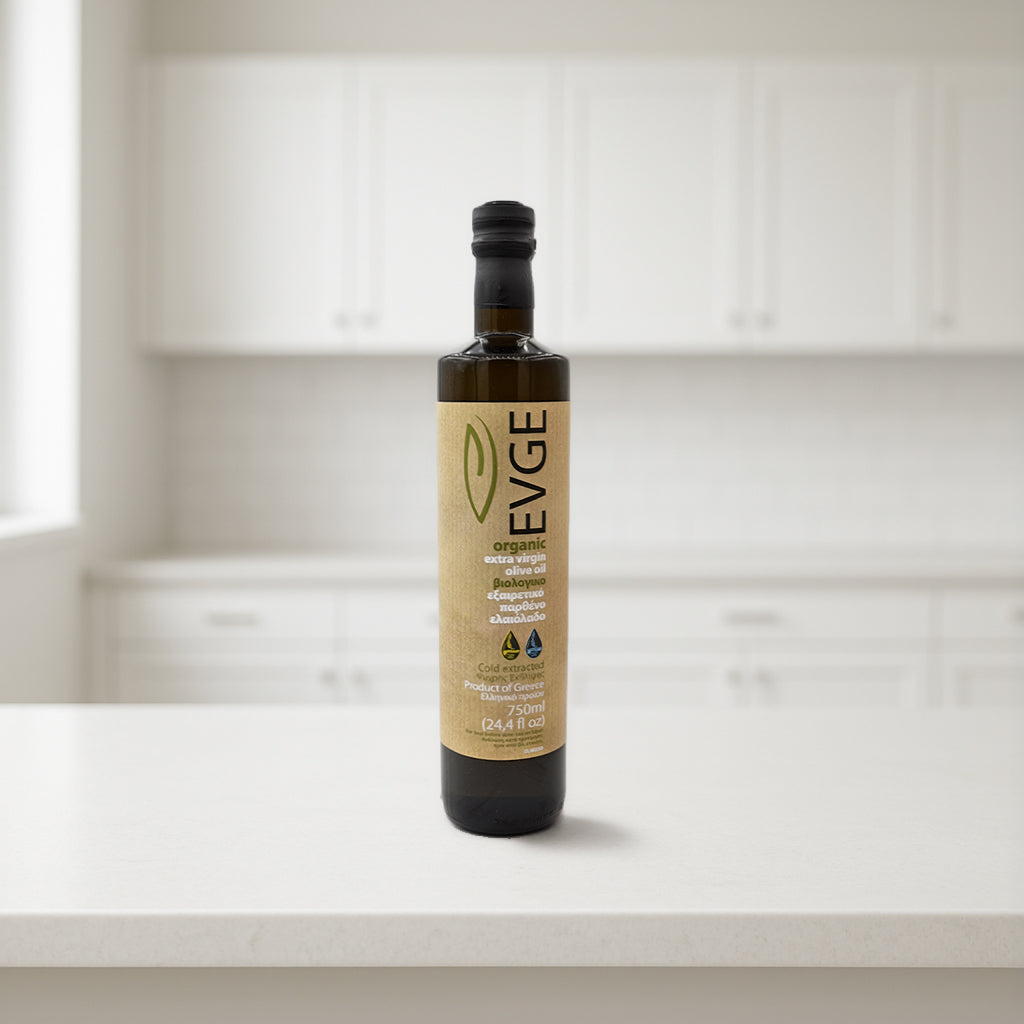 EVGE Extra Virgin Olive Oil – 750 ml (25.4 fl oz) USDA Certified Organic Bottle – 2025 Harvest