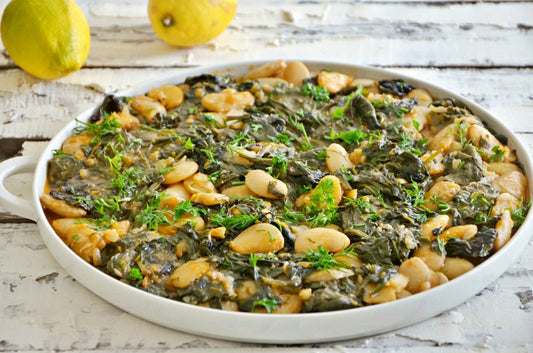 Gigantes beans with spinach