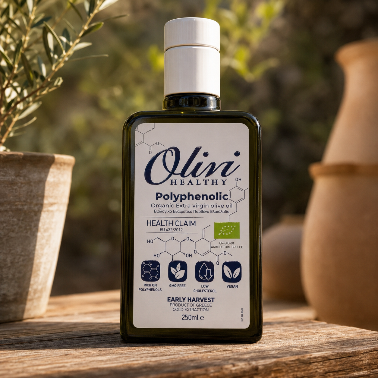 Olivio High Polyphenol Organic Extra Virgin Olive Oil 250ml (8.4 fl oz) 2026 harvest