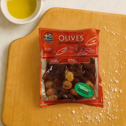 Marinated Green & Kalamata Pitted Olives – 400 g (14 oz)