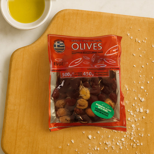 Marinated Green & Kalamata Pitted Olives – 400 g (14 oz)